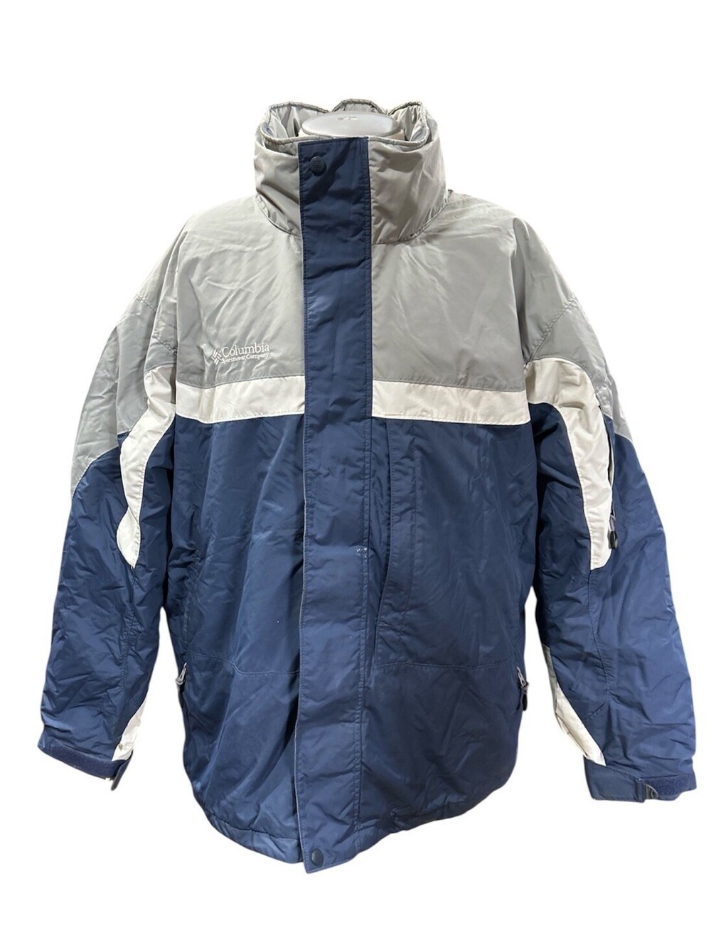 Columbia Sportwear Mens 3-in-1 Interchange Jacket XL Blue White Gray Long Sleeve